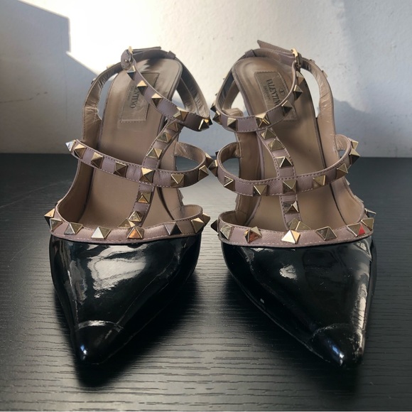 Valentino Rockstud Sandals Heels Black 40 - Picture 4 of 12
